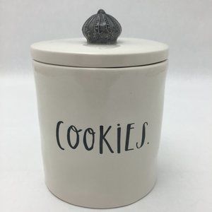 Rae Dunn White Ceramic Cookie Jar / "Cookies"